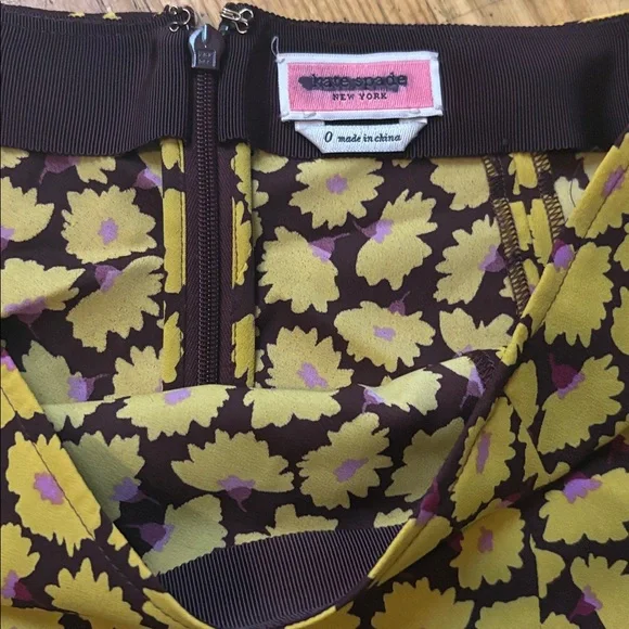 Kate Spade Yellow and Brown Floral A-Line Skirt - Picture 3 of 8